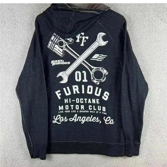 Affliction FAST & FURIOUS Reversible Graphic Print Hoodie Mens L Los Angeles - Picture 1 of 6